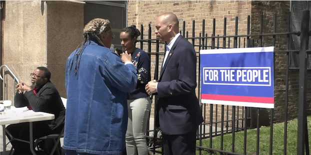 Rep. Hakeem Jeffries Holds Office Hours On The Street Sidewalk
